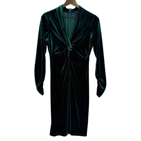 Elie Tahari Dresses & Skirts - New Elie Tahari Cynthia Twist-front Velvet Dress Sheath Green - S